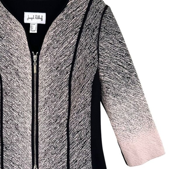 Joseph Ribkoff Gradient Zip Jacket Black Pink Size 8 Ombre Jacquard - Picture 6 of 7
